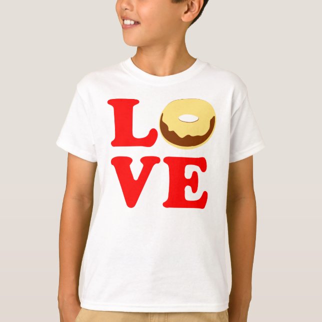 T-shirt ღ ♥Aimez Décontracté Donut Kids' Comfy Coton T-Shi (Devant)