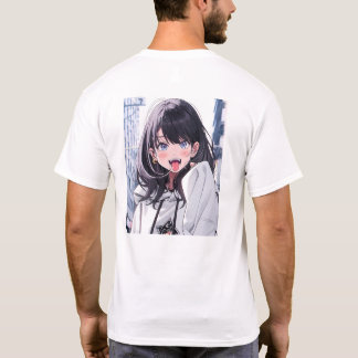 T-shirt あっかんべーJK｜バックプリントTシャツ｜寿司娘 GenerativeAI