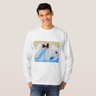 T-SHIRT かにゃがわおきなみうら(サーフィン猫)