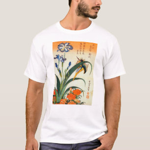 T-shirt ア ヤ に ワ カ  Iris et Kingfisher, Hokusai, Ukiyo-e