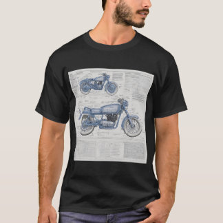 T-SHIRT オートバイのブループリントオリジナルTシャツ