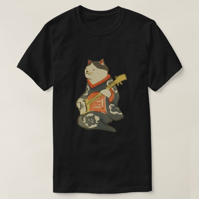 T-shirt 三味線を弾く猫, chat de 国芳 jouant la guitare, Kuniyoshi, (Design devant)