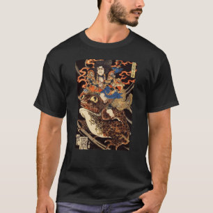 T-shirt 侍と化け蛙, samouraïs de 国芳 et grenouille géante,