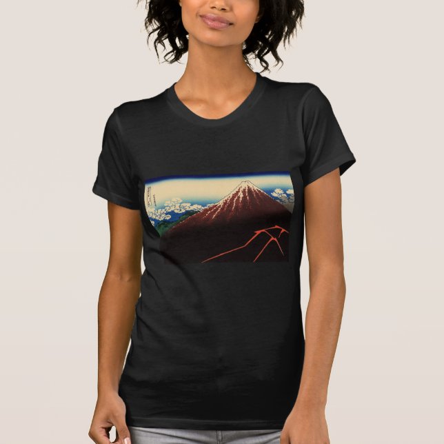 T-shirt 山下白雨, tonnerre de 北斎 et mont Fuji, Hokusai, (Devant)