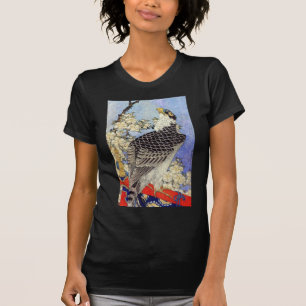 T-shirt 桜 に oie, Faucon et Fleurs de cerises, Hokusai, Uki
