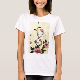 T-shirt 花に鳥, oiseau de 広重 et fleur, Hiroshige, Ukiyo-e