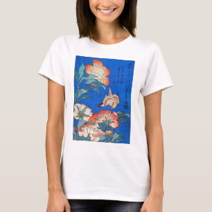 T-shirt 鳥 と 芍 薬, 北 Oiseau et pivoine, Hokusai, Ukiyoe, 斎