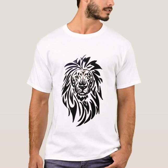 T - Shirt 001 - Löwe - Schwarzweiss (Vorderseite)