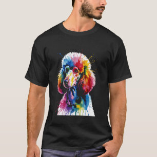 T-shirt 01 Chien Caniche Coloré Style Aquarelle Éclaboussu