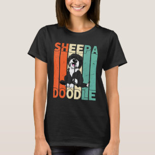 T-shirt 01 Drôle de Sheepadoodle Caniche Noir Rétro Doodle