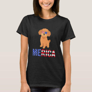 T-shirt 01 Merica Drapeau Usa Caniche Chien Lunettes de so