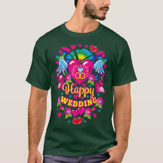 T-shirt 06 Joyeux mariage Mariage anneaux diamant coeur