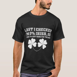 T-shirt 0% irlandais, ici pour la Fête de la Bière Funny S