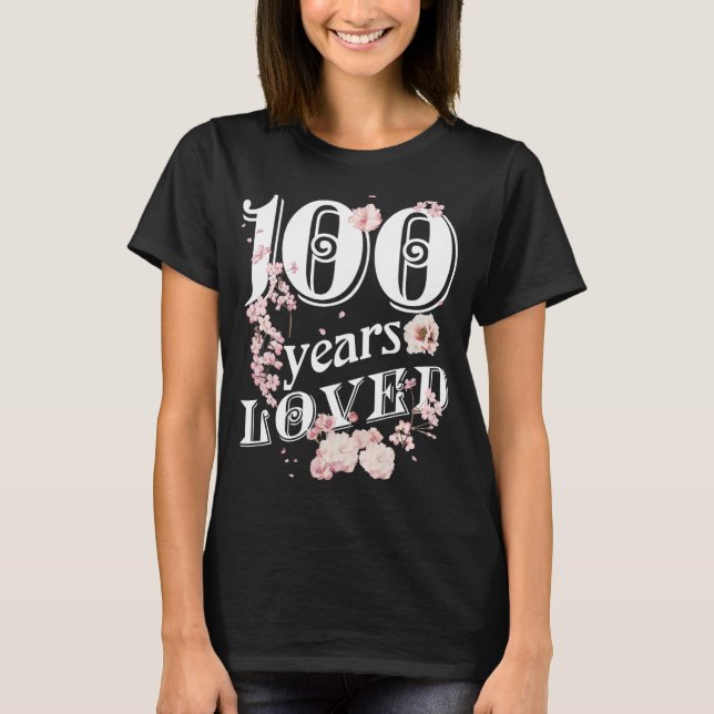 T-shirt 100 Ans Grand-mère adoré 100e Anniversaire Crew Cu (Devant)