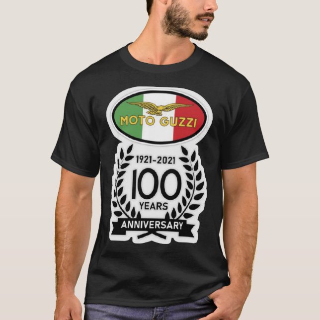 T-shirt 100 ans Moto Guzzi logo Merch et A (Devant)