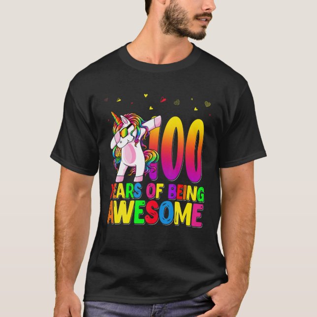 T-shirt 100 Ans Unicorne Dabbing 100E Anniversaire Unico (Devant)