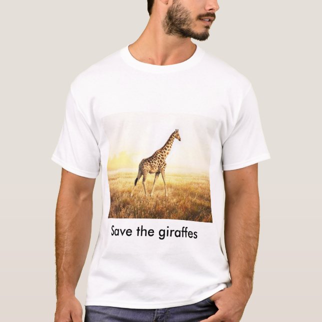 T-Shirt 100 % Baumwolle - "Save the giraffes" - (Vorderseite)