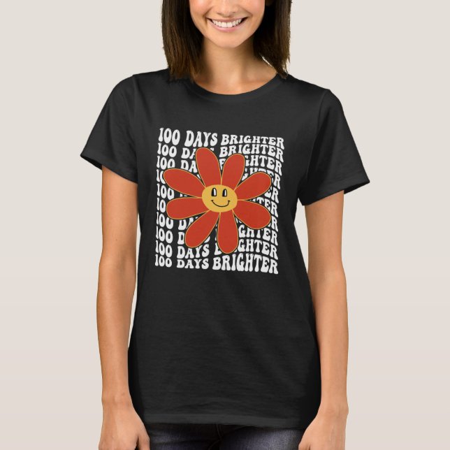 T-shirt 100 Days Brighter   Groovy Flower Smile Happy Kids (Devant)