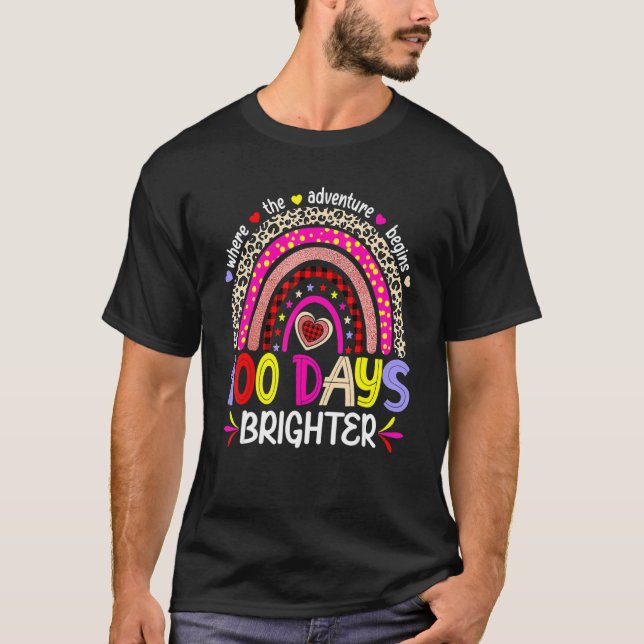 T-shirt 100 Days Brighter Happy 100th Day Of School Rainbo (Devant)