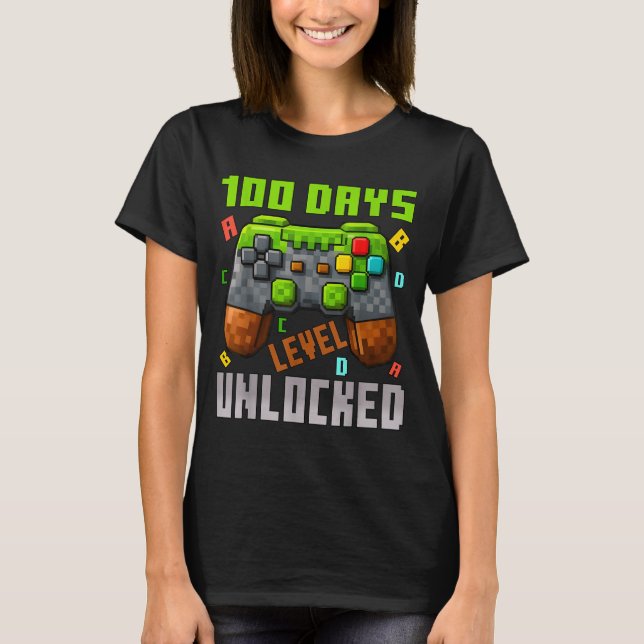 T-shirt 100 Days Level Unlocked Gaming 100 Days Of School  (Devant)