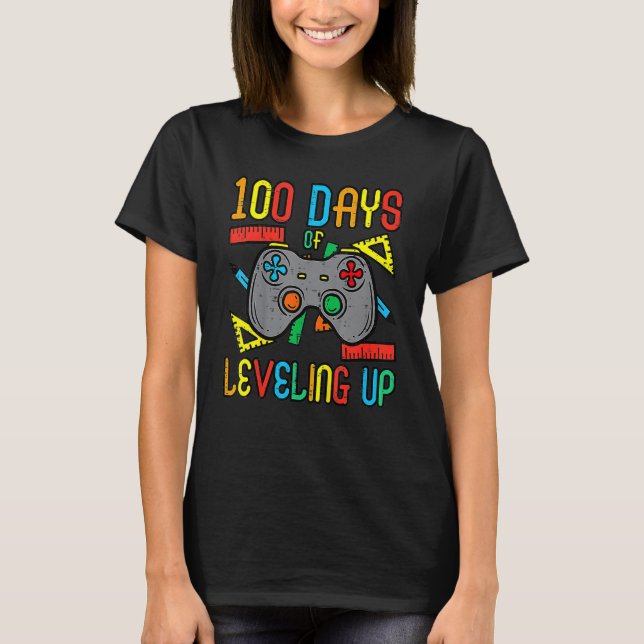 T-shirt 100 Days Leveling Up Game Controller 100th Day Sch (Devant)
