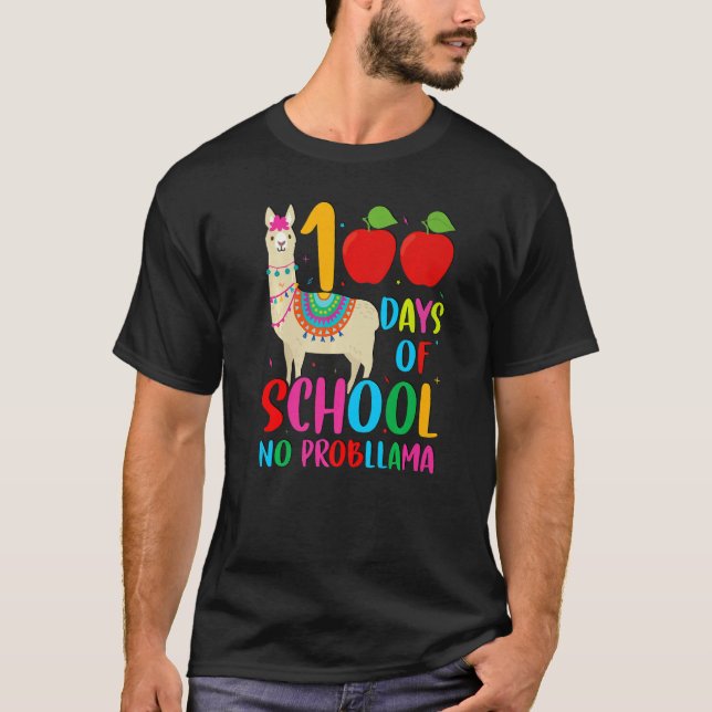 T-shirt 100 Days Llama Alpaca Pun NoprobLlama 100th Day of (Devant)