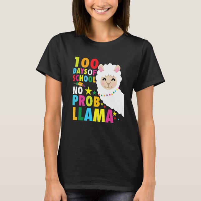 T-shirt 100 Days No Prob Llama Pun Meme Sarcastic 100 Days (Devant)