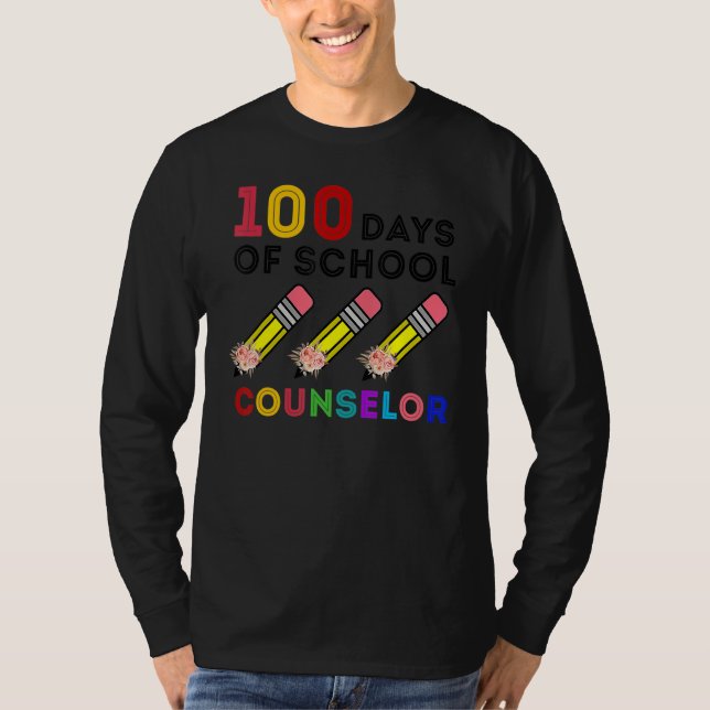 T-shirt 100 Days Of Counselor Happy 100th Day Of School (Devant)