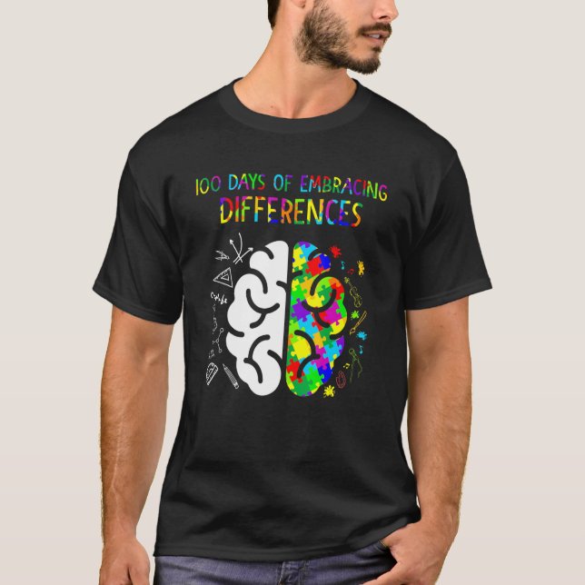 T-shirt 100 Days Of Embracing Differences Autism Awareness (Devant)