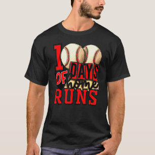 T-shirt 100 Days Of Home Runs School Baseball Boys Girls