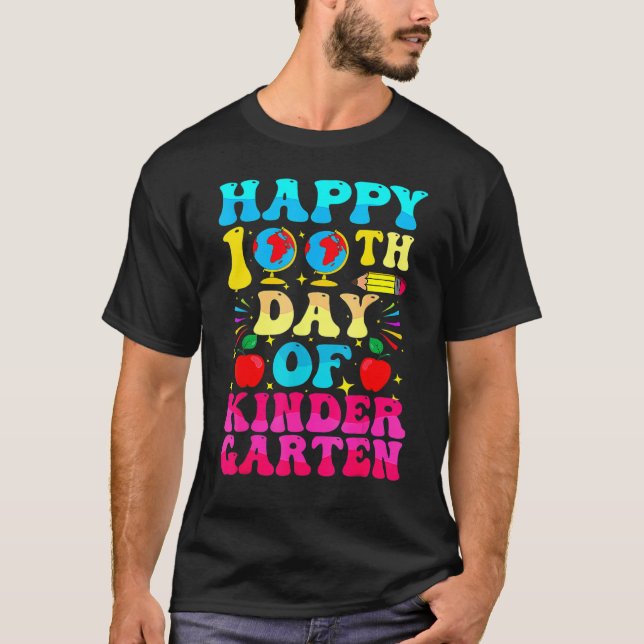 T-shirt 100 Days Of Kindergarten - Happy 100th Day Of Scho (Devant)