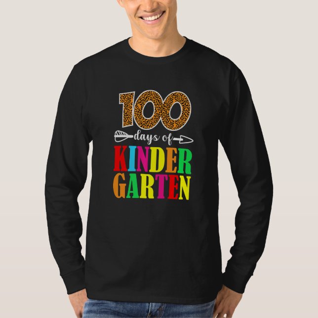 T-shirt 100 Days Of Kindergarten Leopard  100 Days Of Scho (Devant)