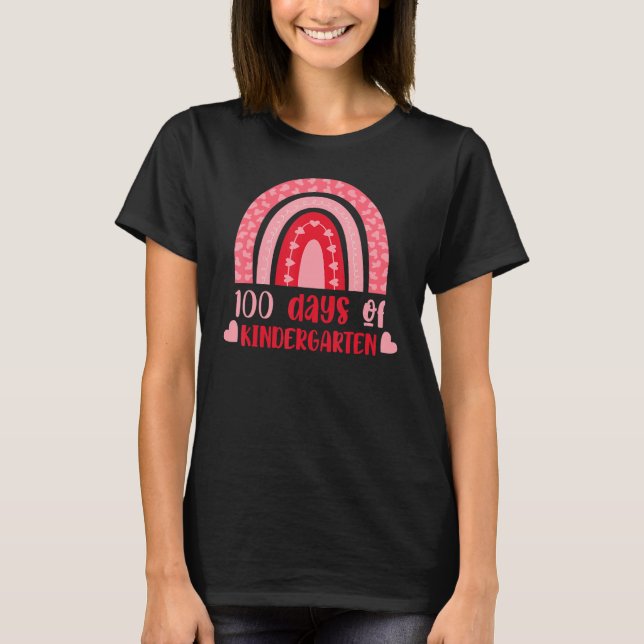 T-shirt 100 Days Of Kindergarten Teacher 100 Day Of School (Devant)