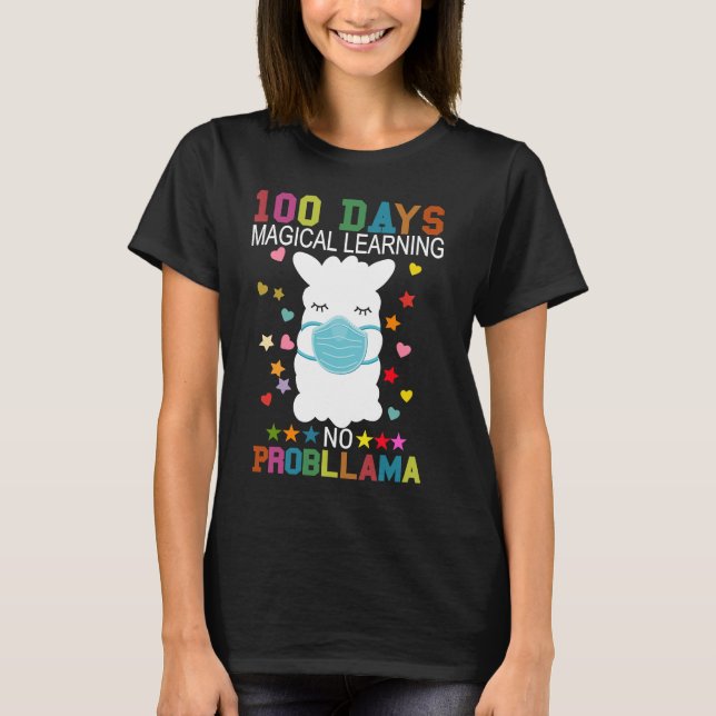 T-shirt 100 Days of Magical Learning No Probllama Llama Ma (Devant)
