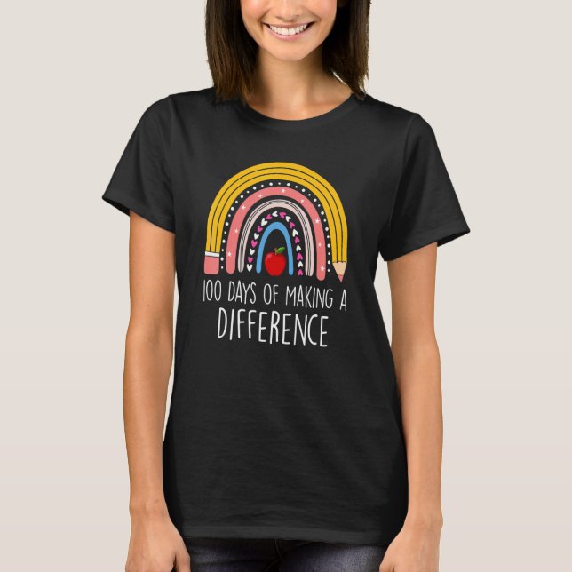 T-shirt 100 Days of Making a Difference Rainbow 100th Day  (Devant)
