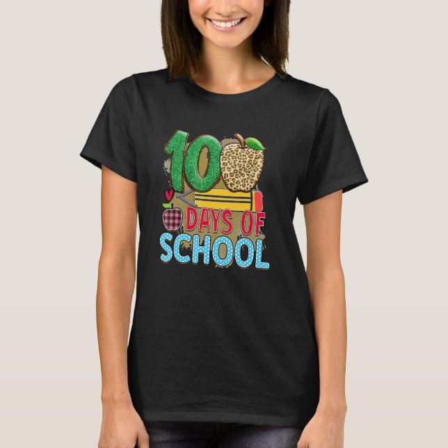 T-shirt 100 Days Of School Apple Pencil  Student Teacher (Devant)