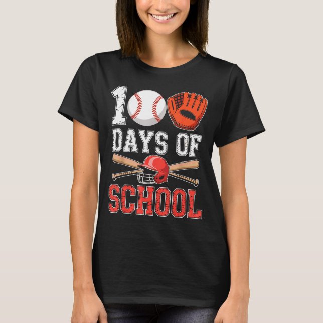 T-shirt 100 Days Of School Baseball Player Teacher Student (Devant)
