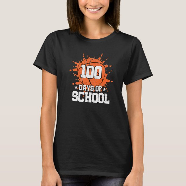 T-shirt 100 Days Of School Basketball Kids 100 Days Smarte (Devant)