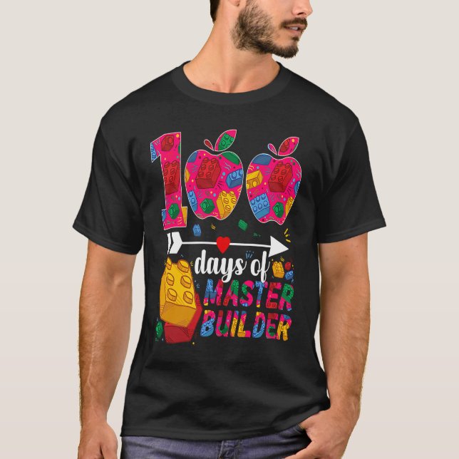 T-shirt 100 Days of School Cute Toy Build Bricks Teacher S (Devant)