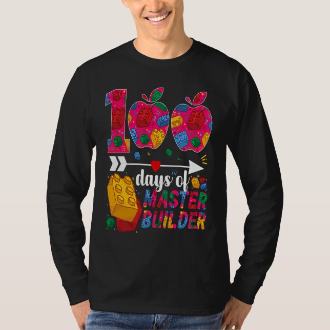 T-shirt 100 Days of School Cute Toy Build Bricks Teacher S (Devant)