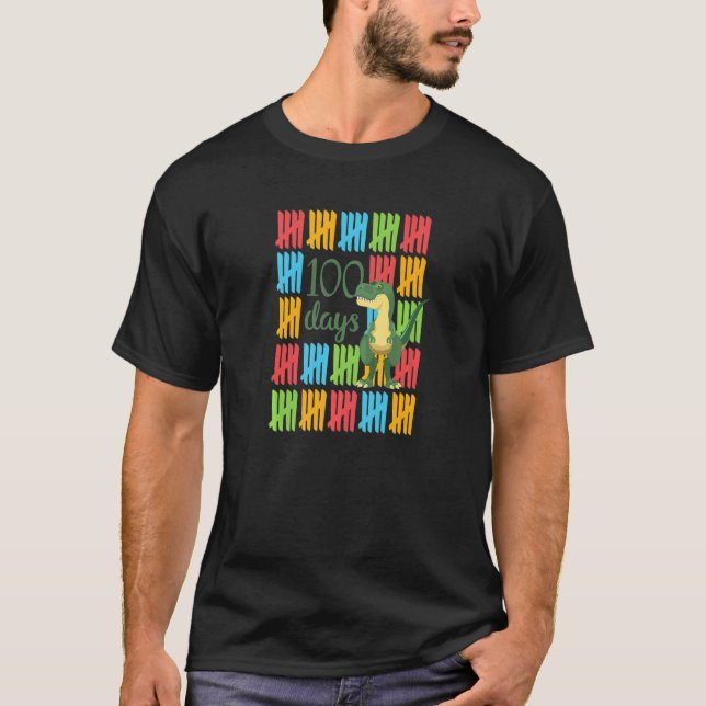 T-shirt 100 Days Of School Dinosaur 100th Day Teacher   (Devant)