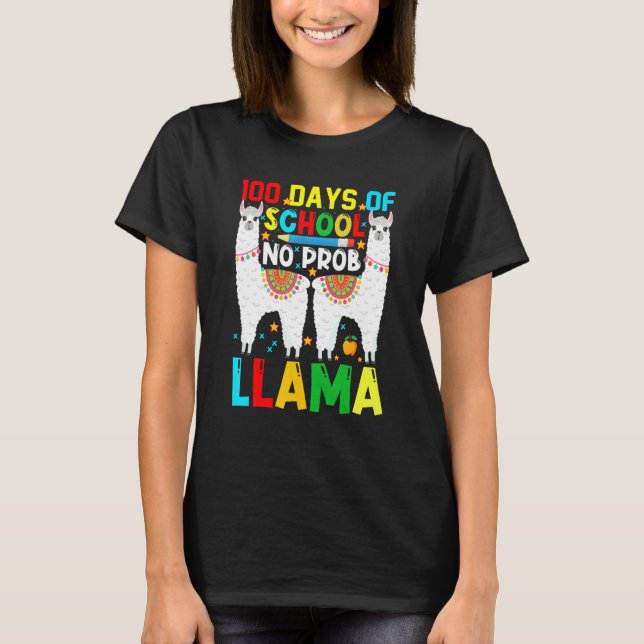 T-shirt 100 Days Of School No Prob-llama Llama Teacher And (Devant)