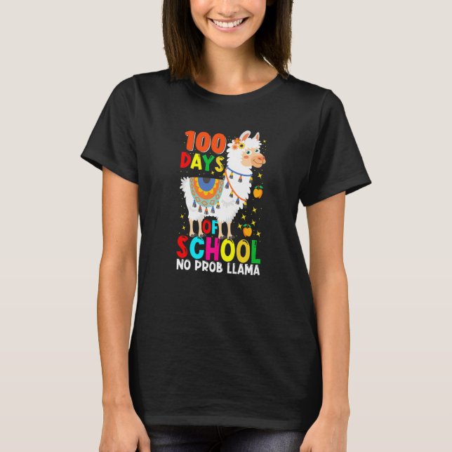 T-shirt 100 Days Of School No Prob-llama Llama Teacher And (Devant)