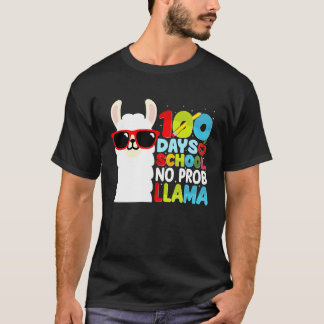 T-shirt 100 Days Of School No Probllama Llama Lover Studen