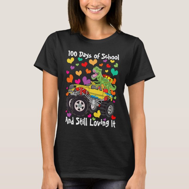 T-shirt 100 Days of School & Still Loving It Dinosaur Mons (Devant)