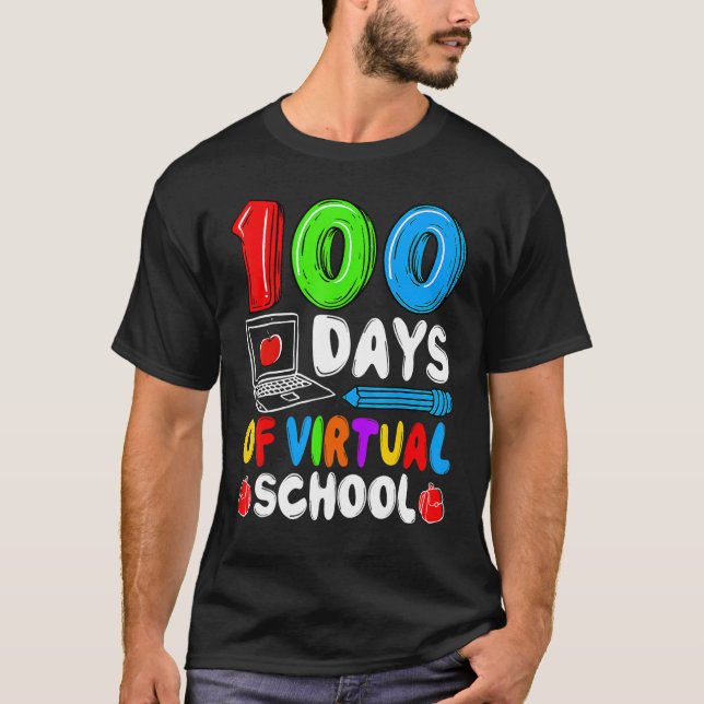 T-shirt 100 Days Of Virtual School Funny 100th Day Of Scho (Devant)