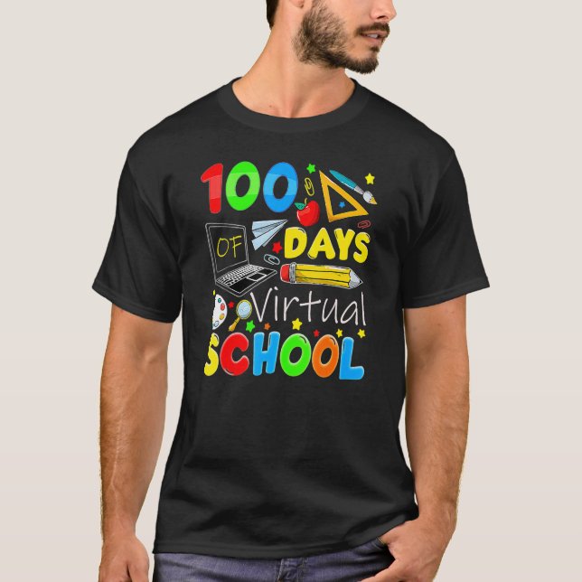 T-shirt 100 Days Of Virtual School Funny 100th Day Of Scho (Devant)