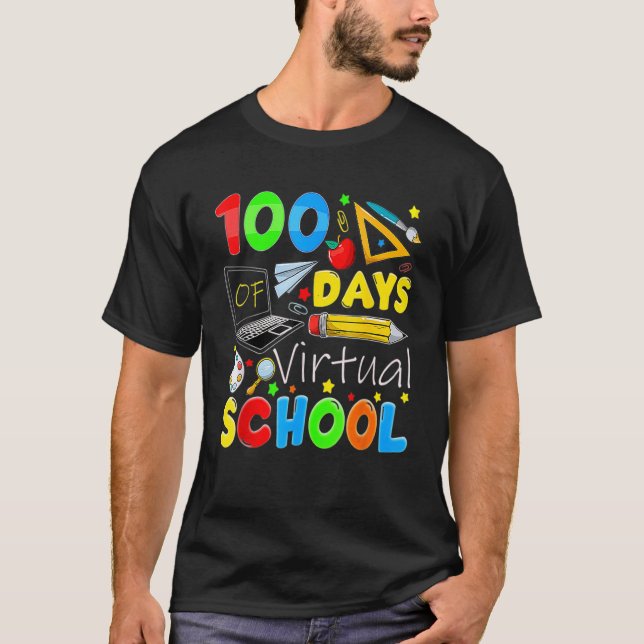 T-shirt 100 Days Of Virtual School Funny 100th Day Of Scho (Devant)
