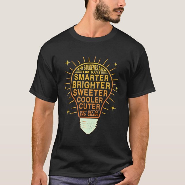 T-shirt 100 Days Smarter Brighter Of School 2nd Second Gra (Devant)