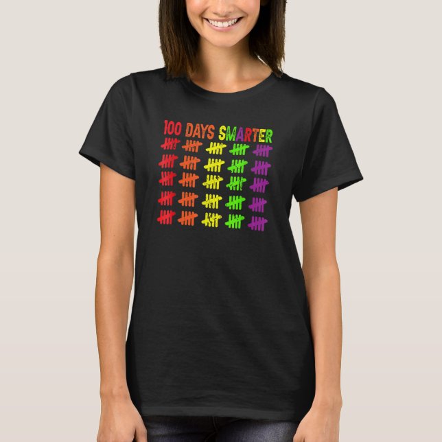 T-shirt 100 Days Smarter   Counting Hash Marks Days of Sch (Devant)